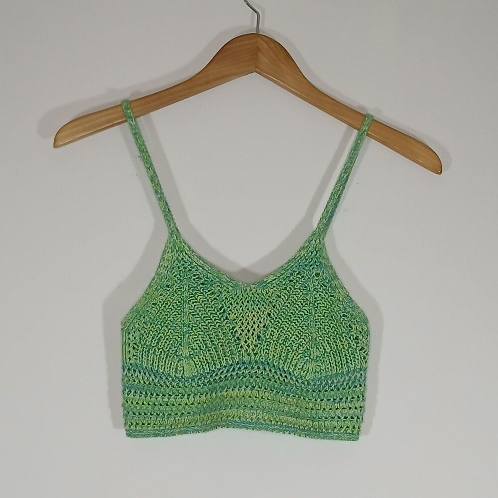 Boho Crochet Crop Top Y2K Festival Streetwear Boho Multi Color Small